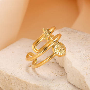 Комплект пръстени с бохемска любов във формата на сърце за жени от неръждаема стомана, звезда, цвете, бамбуков пръстен, геометрични бижута, ofertas con envio gratis