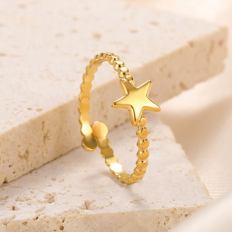 Bohemian Love širdies formos žiedų rinkinys moterims nerūdijančio plieno žvaigždės gėlėtas bambuko žiedas geometriniai papuošalai ofertas con envio nemokamai