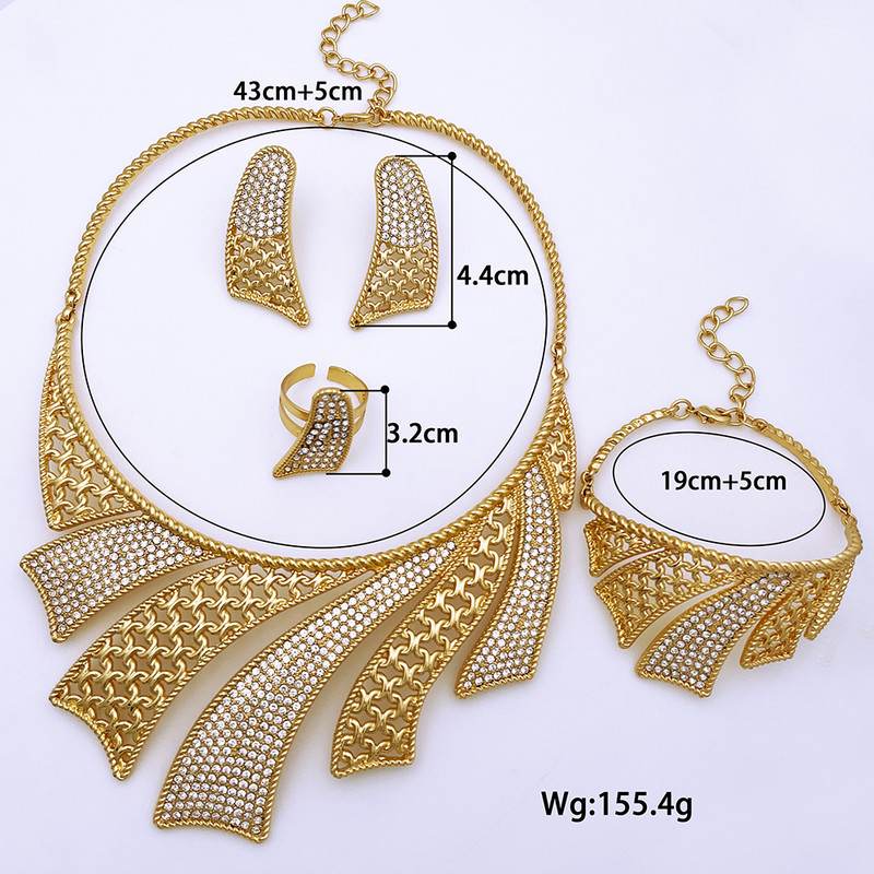 Paauksuotų papuošalų rinkiniai moterims Madingi papuošalai Aukso spalvos karolių ir auskarų rinkinys