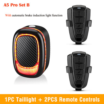 WSDCAM dviračio galinis žibintas su nuotolinio valdymo pulteliu, vandeniui atspari dviračio signalizacija USB įkraunama dviračio vibracijos signalizacija nuo vagystės dviračio lempa