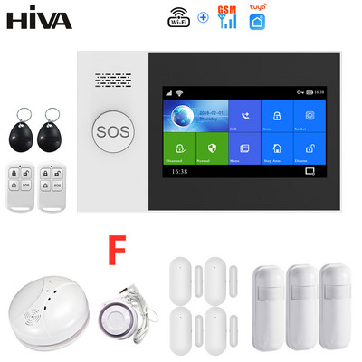 HIVA PG-107 Tuya alarmni sustav 4,3 inčni zaslon WIFI GSM GPRS Protuprovalna zaštita doma s PIR senzorom pokreta i detektorom dima od požara