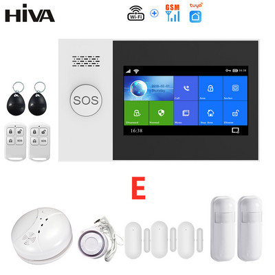 HIVA PG-107 Tuya alarmni sustav 4,3 inčni zaslon WIFI GSM GPRS Protuprovalna zaštita doma s PIR senzorom pokreta i detektorom dima od požara