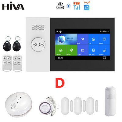 HIVA PG-107 Tuya alarmni sustav 4,3 inčni zaslon WIFI GSM GPRS Protuprovalna zaštita doma s PIR senzorom pokreta i detektorom dima od požara