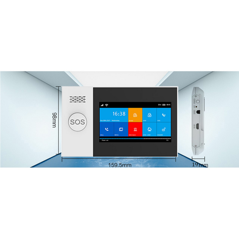 HIVA PG-107 Tuya alarmni sustav 4,3 inčni zaslon WIFI GSM GPRS Protuprovalna zaštita doma s PIR senzorom pokreta i detektorom dima od požara