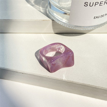 IF ME 6 ΤΕΜ/ΣΕΤ Απλό χοντρό πολύχρωμο διάφανο ακρυλικό μοτίβο ρητίνης γεωμετρικά ακανόνιστα δαχτυλίδια για γυναίκες Vintage κοσμήματα Νέο