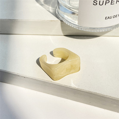 IF ME 6PCS/SET Paprasti stori spalvoti permatomi akrilo dervos rašto geometriniai netaisyklingi žiedai moterims vintažiniai papuošalai Nauji