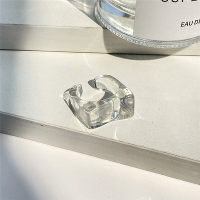 IF ME 6PCS/SET Paprasti stori spalvoti permatomi akrilo dervos rašto geometriniai netaisyklingi žiedai moterims vintažiniai papuošalai Nauji