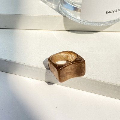 IF ME 6PCS/SET Paprasti stori spalvoti permatomi akrilo dervos rašto geometriniai netaisyklingi žiedai moterims vintažiniai papuošalai Nauji