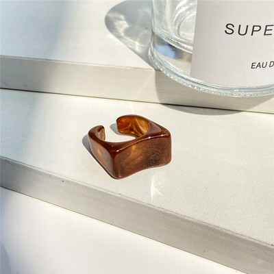 IF ME 6PCS/SET Paprasti stori spalvoti permatomi akrilo dervos rašto geometriniai netaisyklingi žiedai moterims vintažiniai papuošalai Nauji