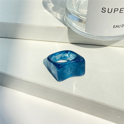 IF ME 6PCS/SET Paprasti stori spalvoti permatomi akrilo dervos rašto geometriniai netaisyklingi žiedai moterims vintažiniai papuošalai Nauji