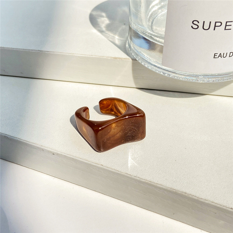 IF ME 6PCS/SET Paprasti stori spalvoti permatomi akrilo dervos rašto geometriniai netaisyklingi žiedai moterims vintažiniai papuošalai Nauji