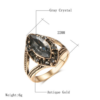 Kinel Vintage Geometric regular Rings for Women Boho Grey Crystal Rings Класически етнически сватбени бижута Smooth Loop Парти подаръци