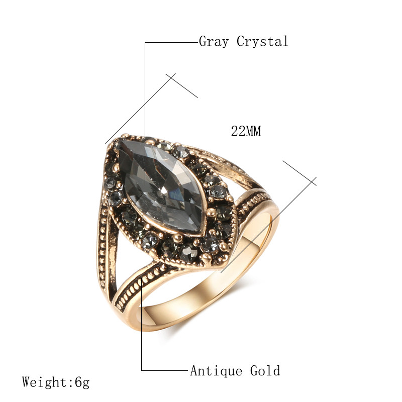 Kinel Vintage Geometric regular Rings for Women Boho Grey Crystal Rings Класически етнически сватбени бижута Smooth Loop Парти подаръци