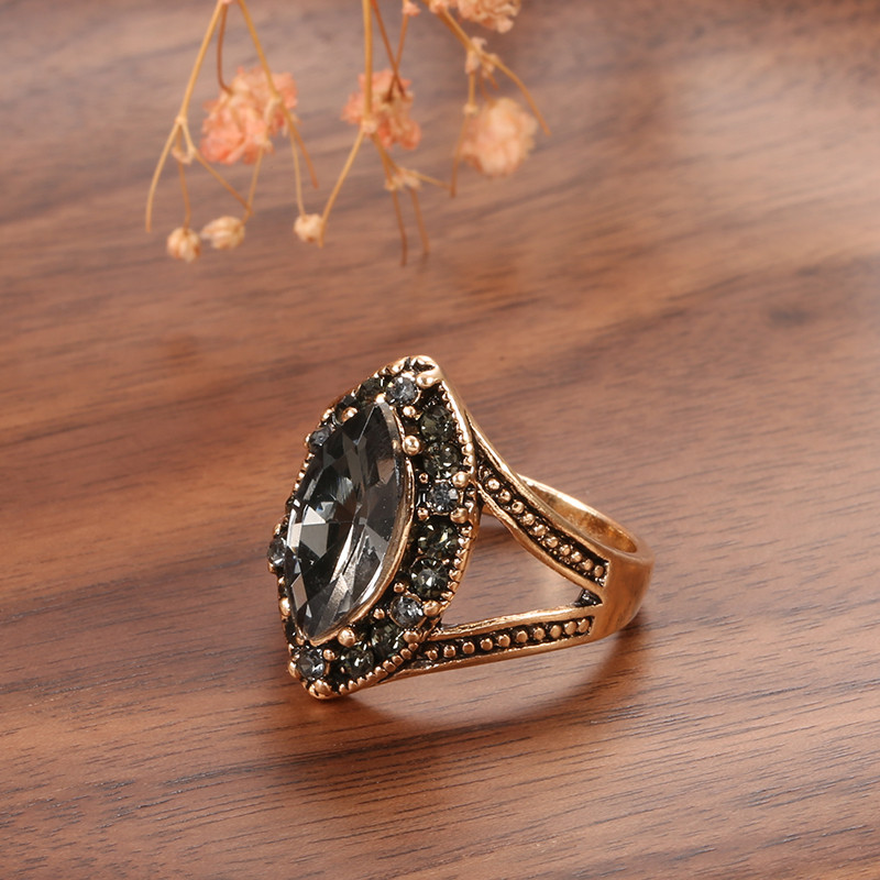 Kinel Vintage Geometric regular Rings for Women Boho Grey Crystal Rings Класически етнически сватбени бижута Smooth Loop Парти подаръци