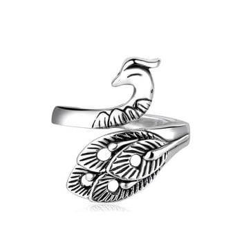 Ρετρό δαχτυλίδι Peacock Frog Ανδρικά Γυναικεία Δαχτυλίδια από κράμα μόδας Φτερά ζώων Hip Hop Rock Δώρο κοσμήματα με δυνατότητα αλλαγής μεγέθους Χονδρική