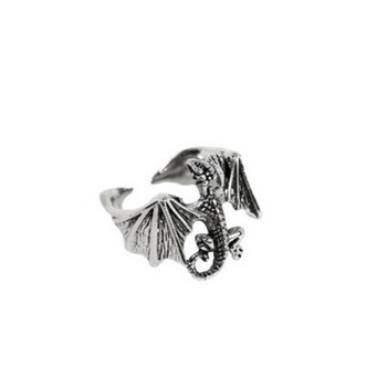 Ретро пръстен с паунова жаба Мъже Жени Модни пръстени от сплав Животински крила Хип-хоп Рок Бижута Подарък Промяна на размера Търговия на едро