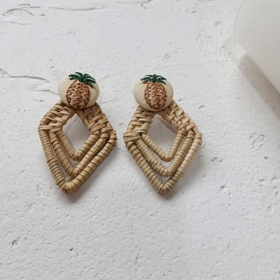 Keletas 2019 m. Korėjos rankų darbo bambuko pynimo pakabinami auskarai, naujos mados rotango vynmedžio megzti ilgi auskarai moterims, mergaitei