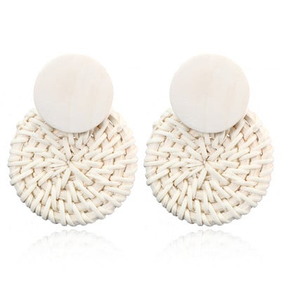 Keletas 2019 m. Korėjos rankų darbo bambuko pynimo pakabinami auskarai, naujos mados rotango vynmedžio megzti ilgi auskarai moterims, mergaitei