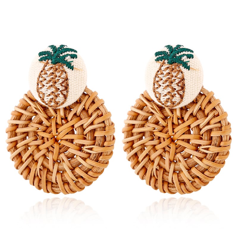 Keletas 2019 m. Korėjos rankų darbo bambuko pynimo pakabinami auskarai, naujos mados rotango vynmedžio megzti ilgi auskarai moterims, mergaitei