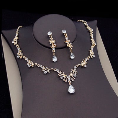 Gyönyörű jelmez Tiaras menyasszonyi készletek menyasszonyi ékszer készletek divatos korona fülbevaló nyaklánc nőknek esküvői ruha ékszer szett