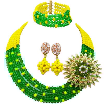 Nuostabu! Karališkas mėlynas permatomas krištolo karoliukais papuoštas Nigerijos vestuvinių Afrikos karoliukų papuošalų rinkinys mergaitėms 5L-ZJ009