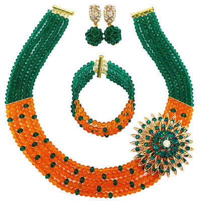 Nuostabu! Karališkas mėlynas permatomas krištolo karoliukais papuoštas Nigerijos vestuvinių Afrikos karoliukų papuošalų rinkinys mergaitėms 5L-ZJ009