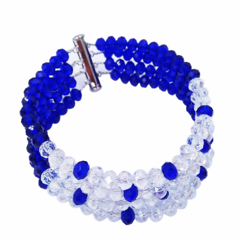 Nuostabu! Karališkas mėlynas permatomas krištolo karoliukais papuoštas Nigerijos vestuvinių Afrikos karoliukų papuošalų rinkinys mergaitėms 5L-ZJ009