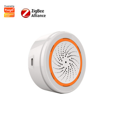 1-5PC Tuya Zigbee 3 viename sirenos signalizacija 90DB garso šviesos jutiklis Smart Home Tuya Smart Life APP signalizacijos sirena, skirta Alexa Google 2022
