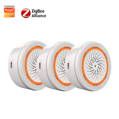 1-5PC Tuya Zigbee 3 viename sirenos signalizacija 90DB garso šviesos jutiklis Smart Home Tuya Smart Life APP signalizacijos sirena, skirta Alexa Google 2022