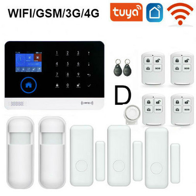 4G GSM signalizacijos sistema Tuya Smart Life App valdymo durų / langų jutiklis PIR judesio aptikimas Wifi GSM namų apsaugos signalizacija
