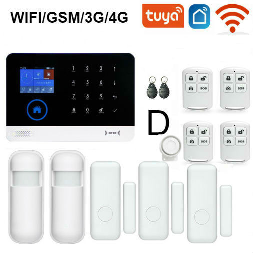 4G GSM signalizacijos sistema Tuya Smart Life App valdymo durų / langų jutiklis PIR judesio aptikimas Wifi GSM namų apsaugos signalizacija