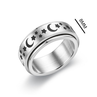 Sukite laisvai besisukantį nerūdijančio plieno nerimo žiedą moterims ir vyrams Mėnulio žvaigždės grandinės suktuko „Fidgets“ žiedas nuo streso 2022 m.