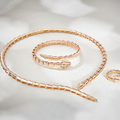 Dizainerių prabangūs papuošalų rinkiniai vakarienei, moteriški įdėklai, kubinis cirkonis, gyvatė, panašus į gyvatę, siauros apykaklės karoliai, apyrankės apyrankės žiedas