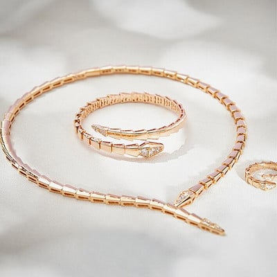 Dizainerių prabangūs papuošalų rinkiniai vakarienei, moteriški įdėklai, kubinis cirkonis, gyvatė, panašus į gyvatę, siauros apykaklės karoliai, apyrankės apyrankės žiedas