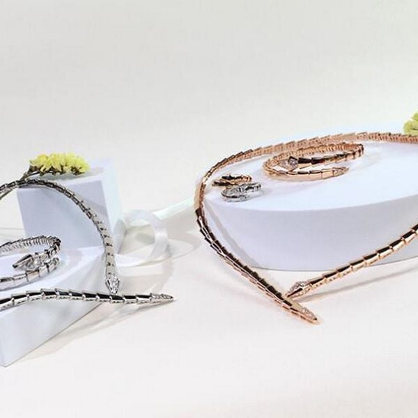 Dizainerių prabangūs papuošalų rinkiniai vakarienei, moteriški įdėklai, kubinis cirkonis, gyvatė, panašus į gyvatę, siauros apykaklės karoliai, apyrankės apyrankės žiedas