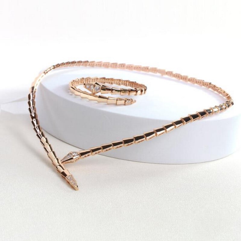 Dizainerių prabangūs papuošalų rinkiniai vakarienei, moteriški įdėklai, kubinis cirkonis, gyvatė, panašus į gyvatę, siauros apykaklės karoliai, apyrankės apyrankės žiedas