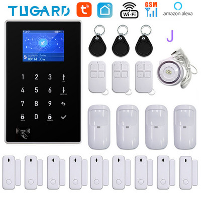 Jaunā TUGARD Tuya WiFi GSM mājas drošības signalizācijas sistēma 433MHz bezvadu apsardzes signalizācijas komplekts darbojas ar Alexa Google APP tālvadības pulti