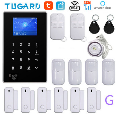 Jaunā TUGARD Tuya WiFi GSM mājas drošības signalizācijas sistēma 433MHz bezvadu apsardzes signalizācijas komplekts darbojas ar Alexa Google APP tālvadības pulti