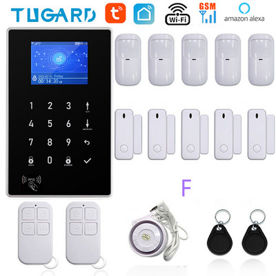 Jaunā TUGARD Tuya WiFi GSM mājas drošības signalizācijas sistēma 433MHz bezvadu apsardzes signalizācijas komplekts darbojas ar Alexa Google APP tālvadības pulti