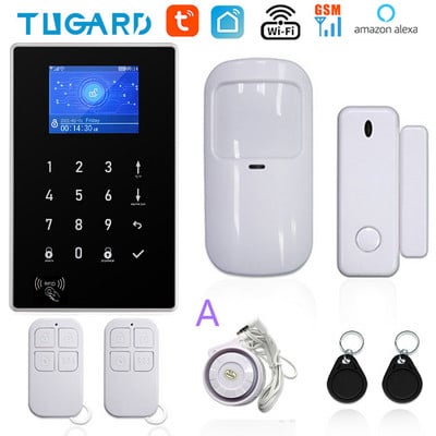 Jaunā TUGARD Tuya WiFi GSM mājas drošības signalizācijas sistēma 433MHz bezvadu apsardzes signalizācijas komplekts darbojas ar Alexa Google APP tālvadības pulti