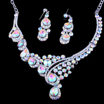 FARLENA Jewelry Multicolor Crystal Rhineatones Комплект колиета за жени Сватбени и годежни аксесоари Модни комплекти булчински бижута