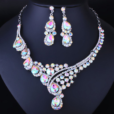 FARLENA Jewelry Multicolor Crystal Rhineatones Комплект колиета за жени Сватбени и годежни аксесоари Модни комплекти булчински бижута