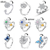 SMJEL Luksuzni Anxiety Ring Fidget Spinner za žene Crystal Flower Bee Butterfly Ring Spinning Anti-Stress Wedding Jewelry Darovi