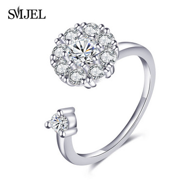 SMJEL Luksuzni Anxiety Ring Fidget Spinner za žene Crystal Flower Bee Butterfly Ring Spinning Anti-Stress Wedding Jewelry Darovi