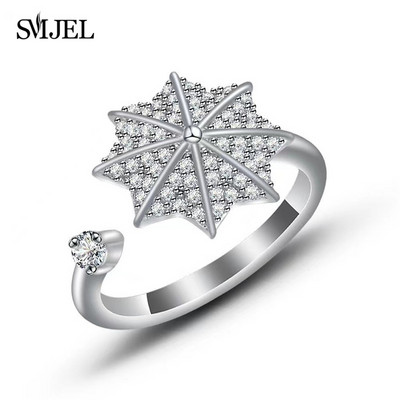 SMJEL Luksuzni Anxiety Ring Fidget Spinner za žene Crystal Flower Bee Butterfly Ring Spinning Anti-Stress Wedding Jewelry Darovi