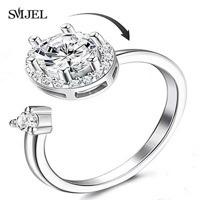 SMJEL Luksuzni Anxiety Ring Fidget Spinner za žene Crystal Flower Bee Butterfly Ring Spinning Anti-Stress Wedding Jewelry Darovi