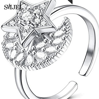 SMJEL Luksuzni Anxiety Ring Fidget Spinner za žene Crystal Flower Bee Butterfly Ring Spinning Anti-Stress Wedding Jewelry Darovi