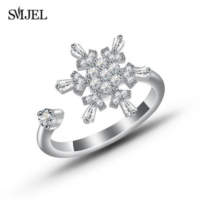 SMJEL Luksuzni Anxiety Ring Fidget Spinner za žene Crystal Flower Bee Butterfly Ring Spinning Anti-Stress Wedding Jewelry Darovi