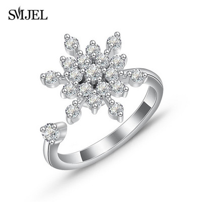 SMJEL Luksuzni Anxiety Ring Fidget Spinner za žene Crystal Flower Bee Butterfly Ring Spinning Anti-Stress Wedding Jewelry Darovi