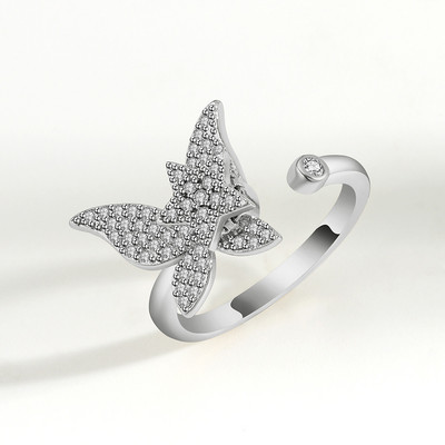 SMJEL Luksuzni Anxiety Ring Fidget Spinner za žene Crystal Flower Bee Butterfly Ring Spinning Anti-Stress Wedding Jewelry Darovi